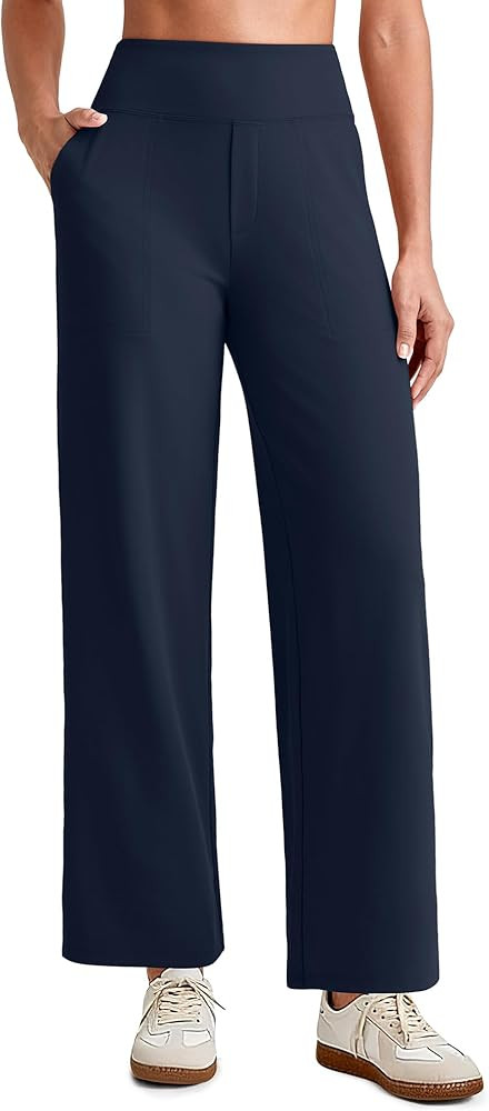 G4Free EverGoing Wide Leg Ankle Pants for Women 7/8 Length Yoga Dress Pants High Waist Stretch wi... | Amazon (US)