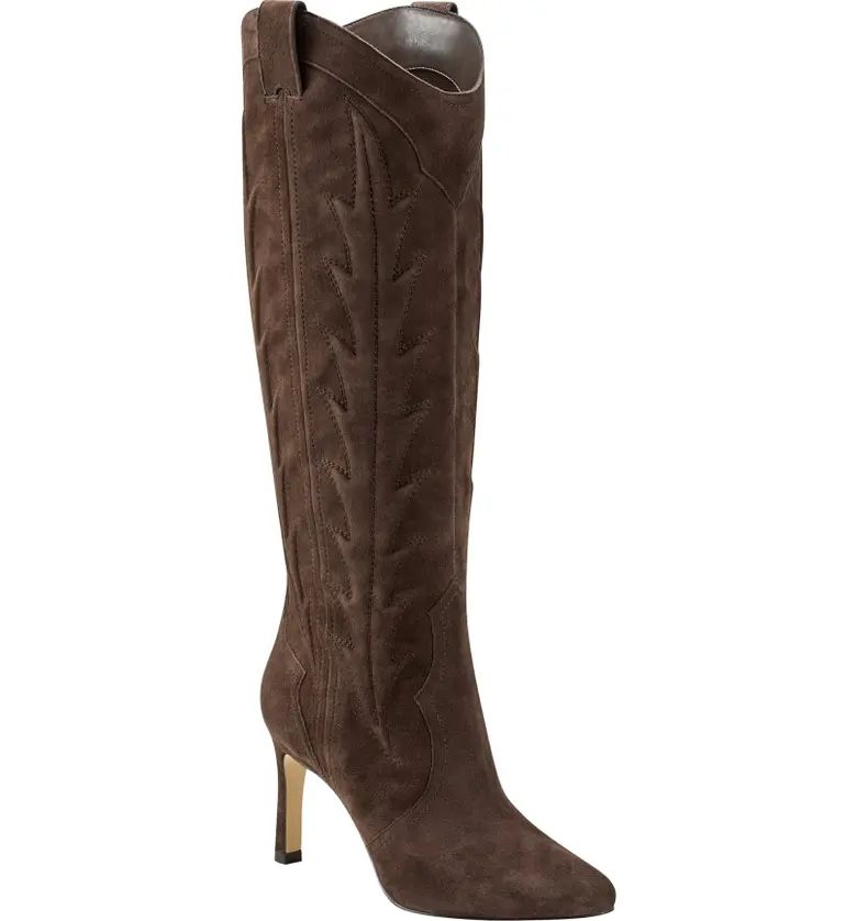 A curved topline and intricate paneling underscore the Western inspiration behind this luxe suede... | Nordstrom