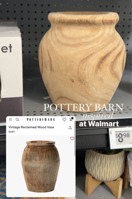 Pottery Barn Inspired at Walmart | the look for less | dupe | Walmart | Walmart finds | Walmart home | home decor | vase | wood vase | shelf styling | affordable finds 

#LTKhome #LTKsalealert #LTKfindsunder50