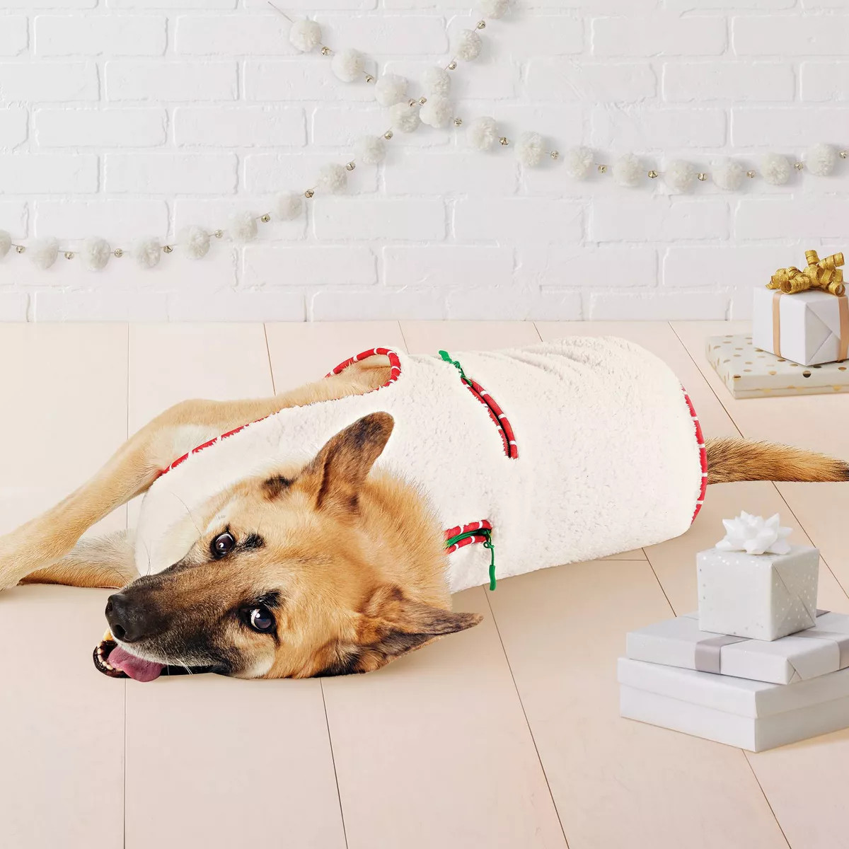 Faux Shearling Zipper with Trim Fleece Dog Vest - Wondershop™ Cream M | Target