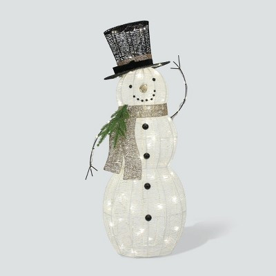 42" Philips LED White Champagne and Black Glitter String Snowman Novelty Indoor/Outdoor Sculpture... | Target