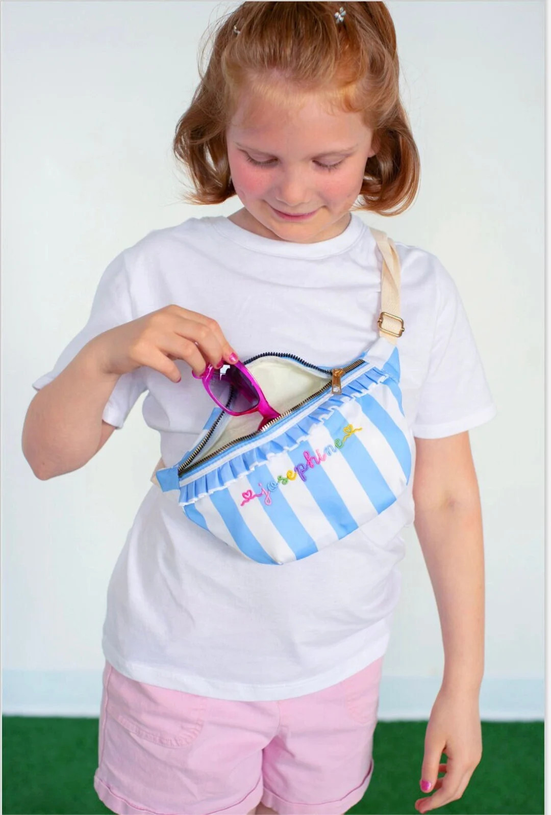 Personalized Girls Crossbody Bag, Gingham Crossbody Bag, Girls Ruffle Fanny Pack, Personalized Ea... | Etsy (US)