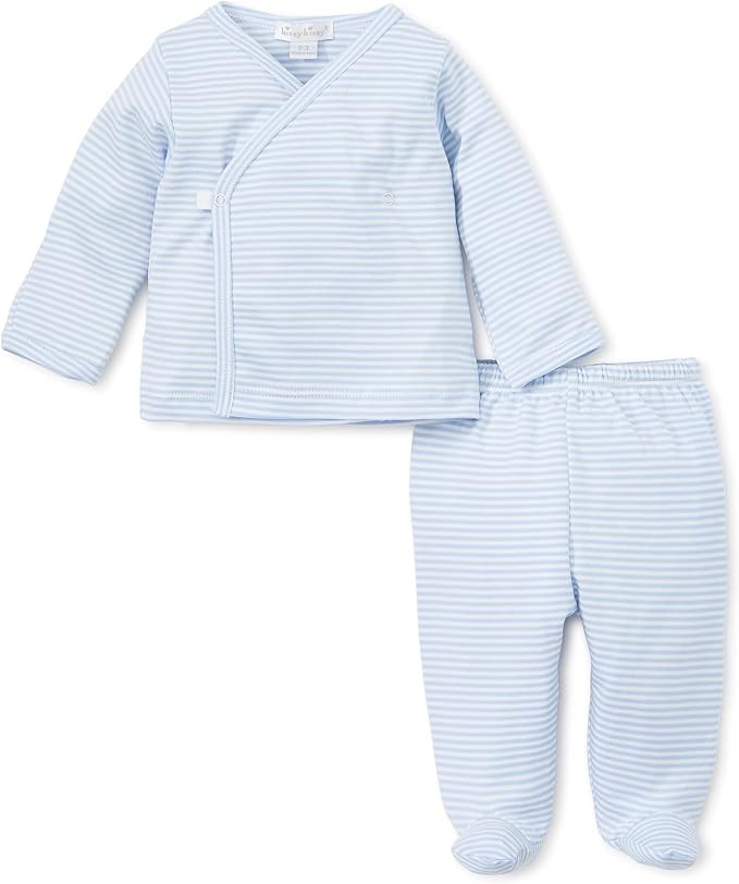 Kissy Kissy Baby Boys and Girls 100% Pima Cotton Simple Stripes Footed Pant Set | Amazon (US)