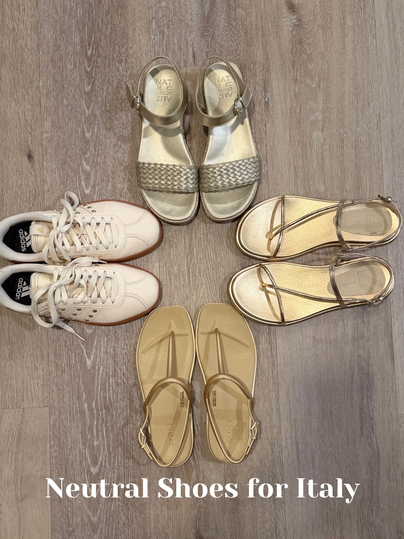 Neutral shoes will always out work trendy shoes.  Shoes take up space when packing, choose wisely! ￼
