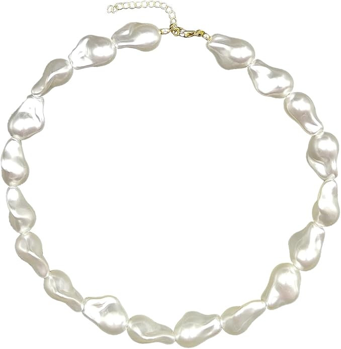 Pearl Necklaces for Women Chunky Pearl Choker Necklaces Baroque Pearl Necklace Dainty White Pearl... | Amazon (US)