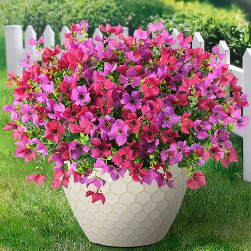 Homsunny Artificial Fake Flowers for Outdoors Spring Decor, 12 Bundles Fake Plants Faux Silk Flowers Outside UV Resistant for Planter Front Porch Garden Patio | Amazon (US)