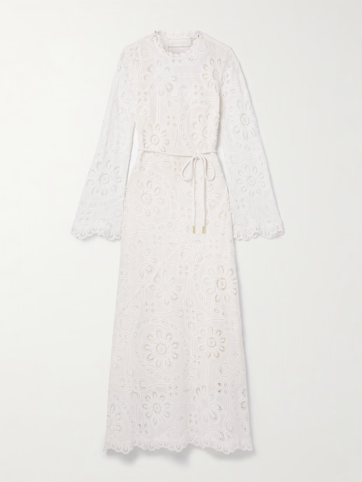 Zimmermann - Ottie Belted Guipure Lace And Cotton-voile Maxi Dress - Ivory | NET-A-PORTER (US)
