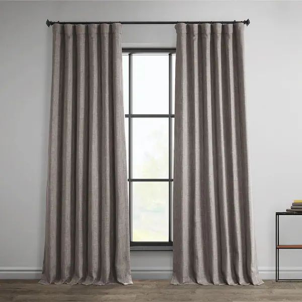 Exclusive Fabrics Faux Linen Room Darkening Curtain (1 Panel) - 50 X 96 - Mink | Bed Bath & Beyond