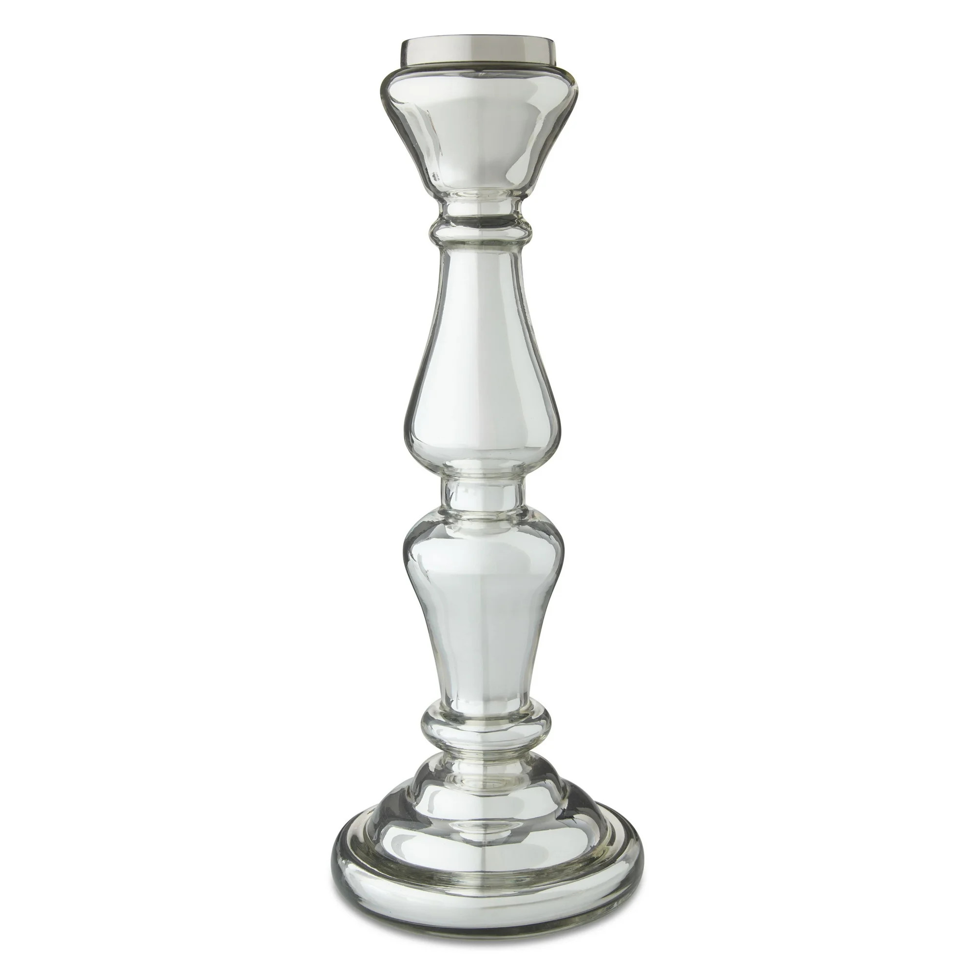 Pillar Candlestick, Silver, 12", by My Texas House | Walmart (US)