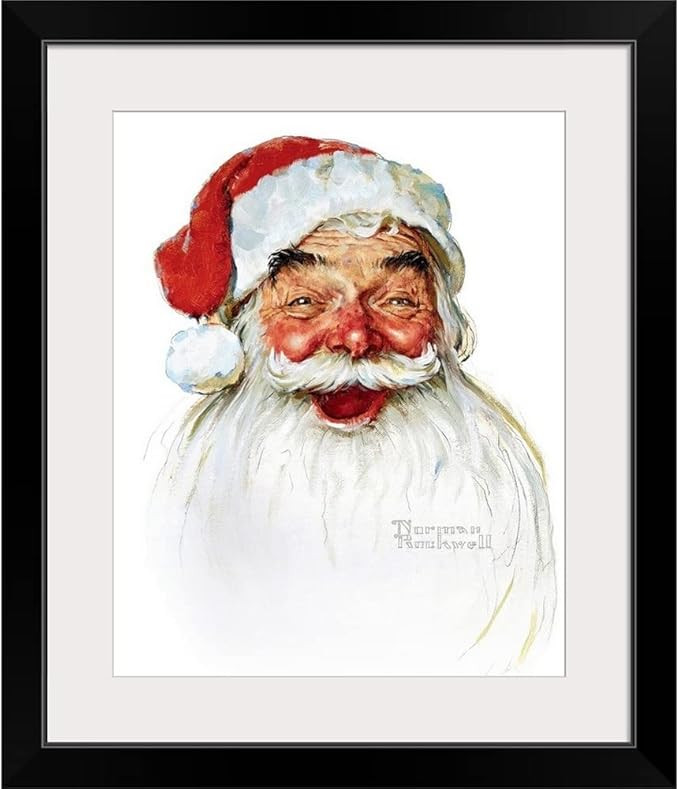 GREATBIGCANVAS Santa Claus Black Framed Wall Art Print, Christmas Artwork | Amazon (US)