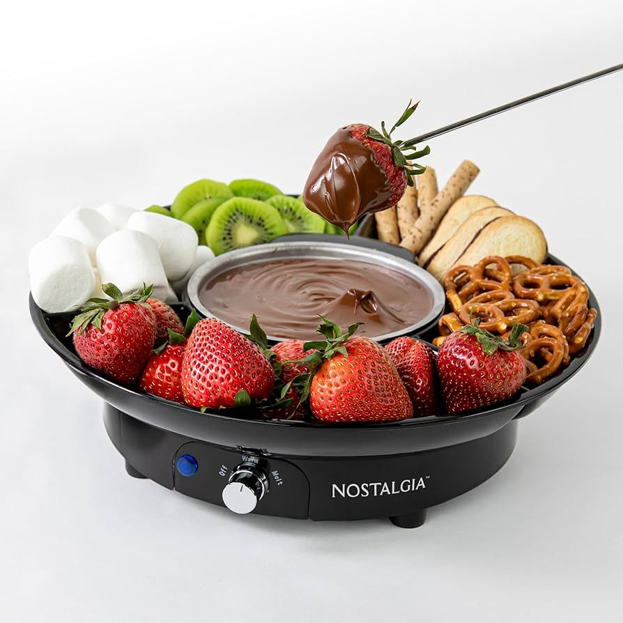 Nostalgia 10-Ounce Electric Fondue Party Set for Melted Chocolate, Cheese, Sauce, or Broth, with ... | Amazon (US)