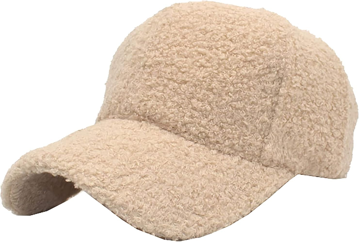 Lamb-Wool Baseball-Caps Warm-Winter Teddy-Fleece Hip-Hop Cap for Men Women Outdoor Travel | Amazon (US)