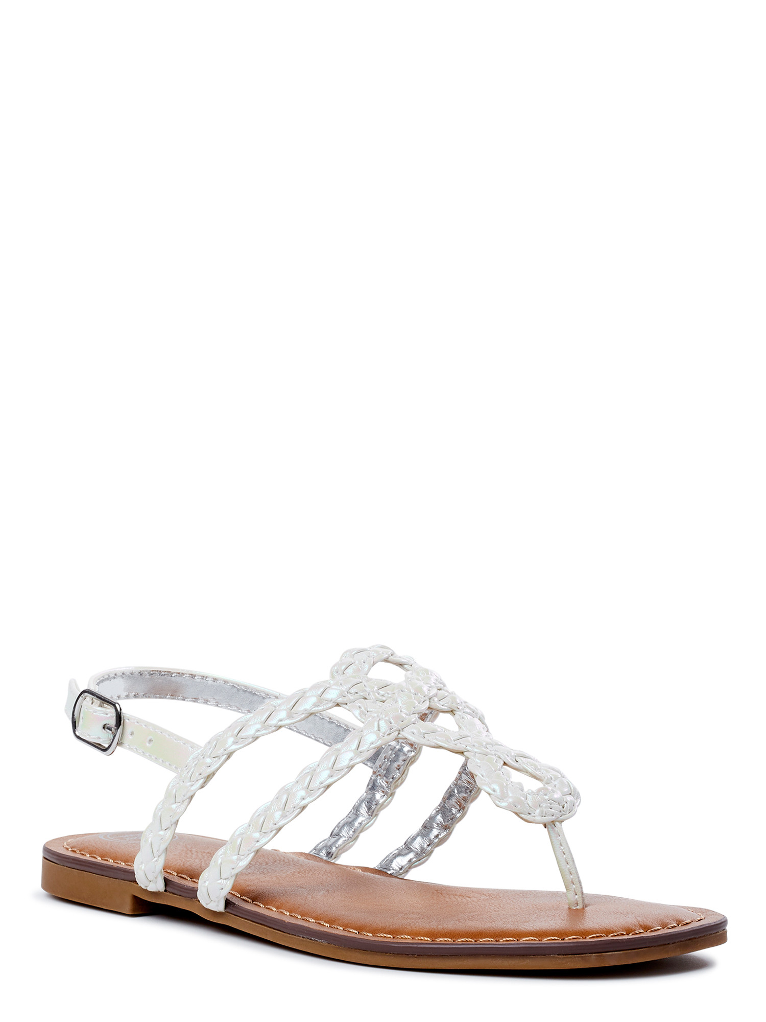 Wonder Nation Little & Big Girls Braid Sandal | Walmart (US)