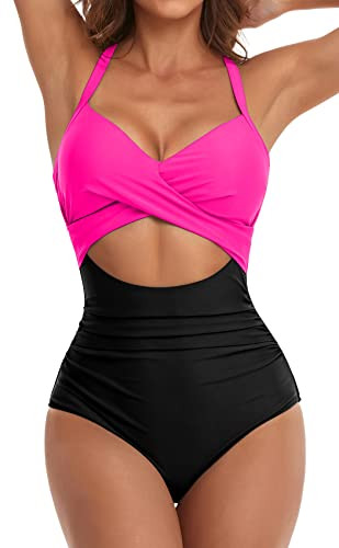 Eomenie Women's One Piece Swimsuits Tummy Control Cutout High Waisted Bathing Suit Wrap Tie Back ... | Amazon (US)