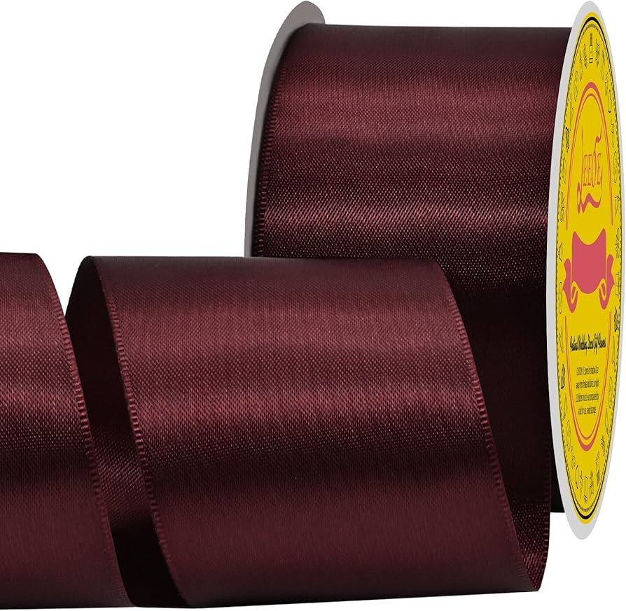 Double Face Burgundy Satin Ribbon 2" X 25 Yards Polyester Burgundy Ribbon for Gift Wrapping Very ... | Amazon (US)