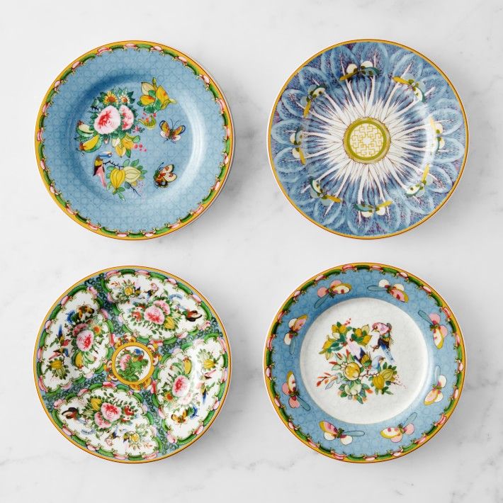 Famille Rose Blue Boxed Appetizer Plates, Set of 4 | Williams-Sonoma