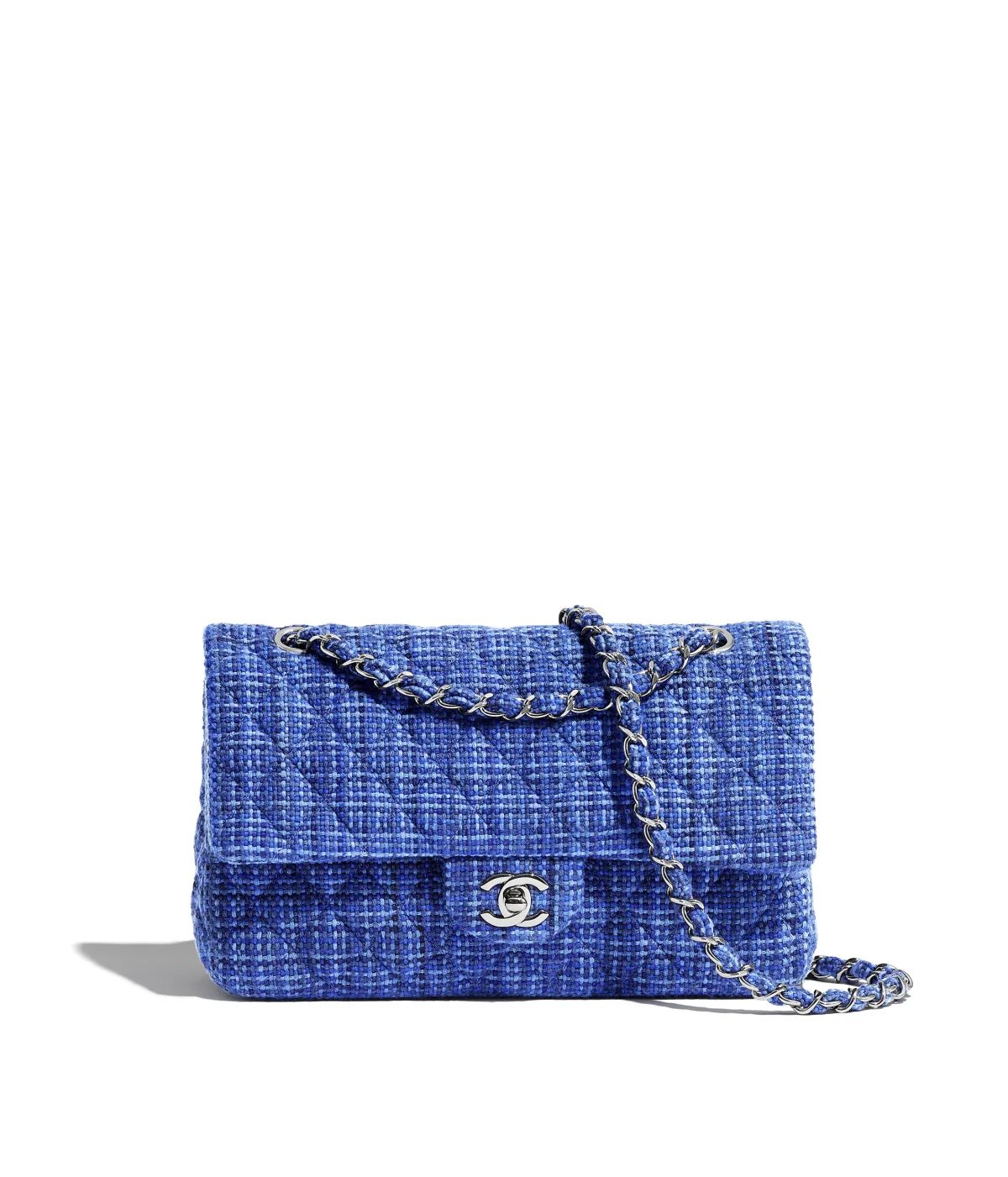 Klassische Tasche, tweed & silberfarbenes metall, blau - CHANEL | Chanel, Inc. (US)