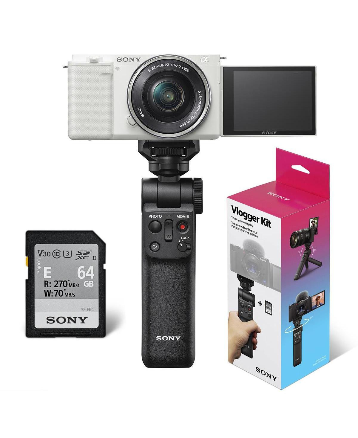 Sony Sony Zv-E10 Aps-c Mirrorless Interchangeable Lens Vlogging Camera with 16-50mm Lens, White - Bundle with Sony ACCVC1 Vlogger Accessory Kit (Shoot | Macy's