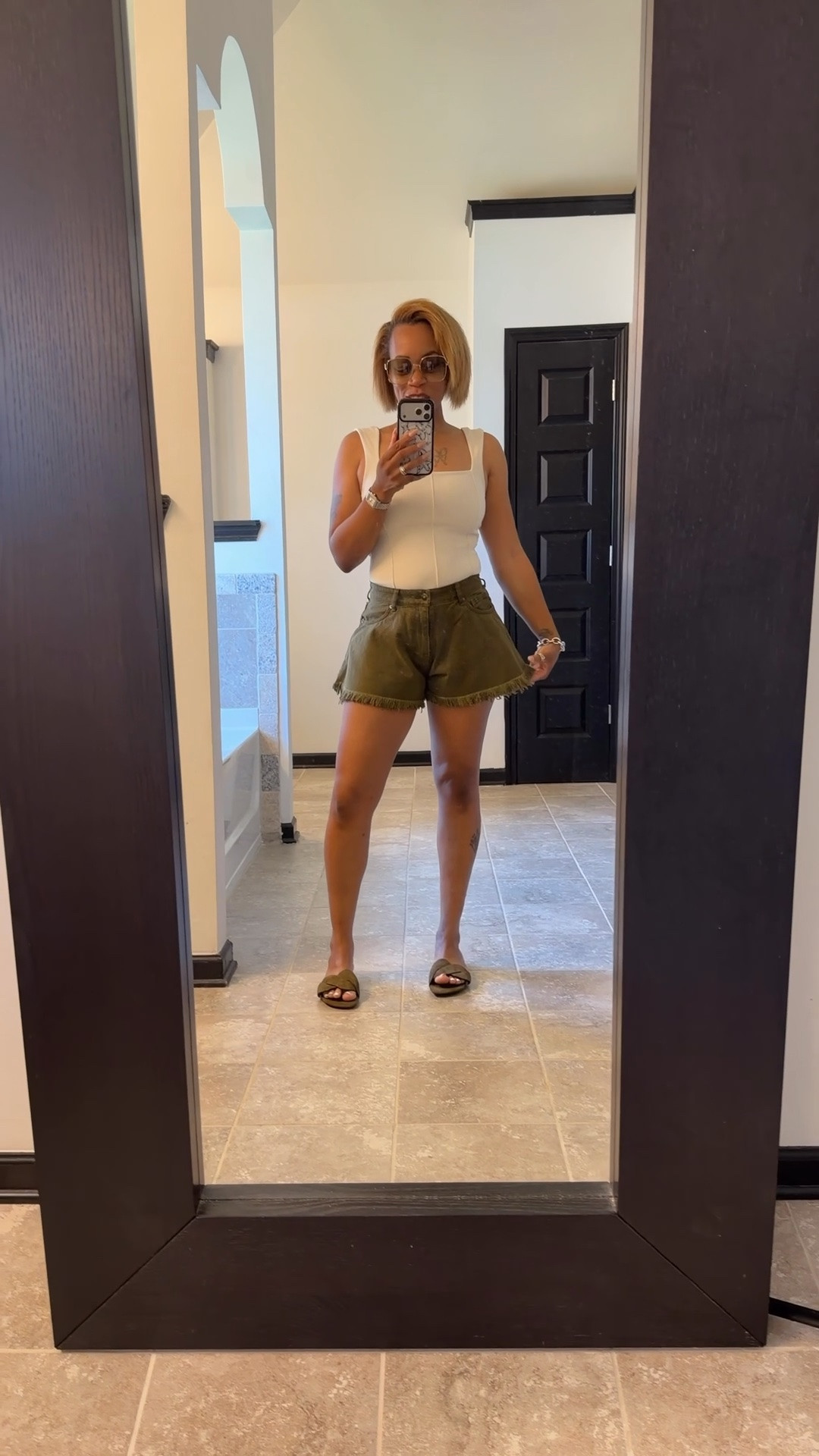 H&M Denim Frayed Shorts. These are high rise and really short. I’m wearing a size 6. Cute! Cute! Cute!

#LTKootd #LTKSeasonal
