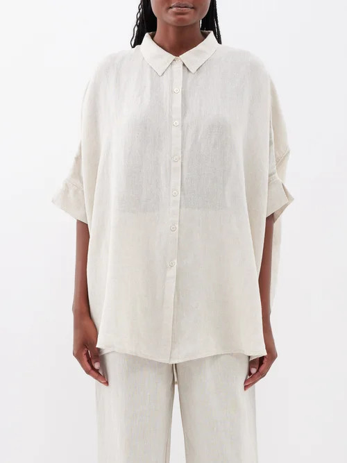 Posse - Lula Oversized Linen-blend Shirt - Womens - Beige | Matches (US)