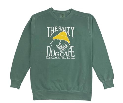 Salty Dog Pigment-Dyed Crewneck Sweatshirt - Pre-shrunk Cotton - Unisex Fit (US, Alpha, Small, Regular, Regular, Light Green) | Amazon (US)