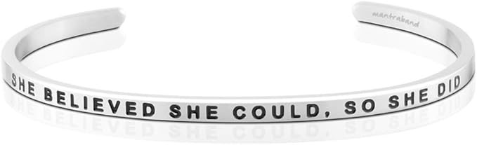 MantraBand Bracelet - She Believed She Could, So She Did - Inspirational Engraved Adjustable Mantra  | Amazon (US)