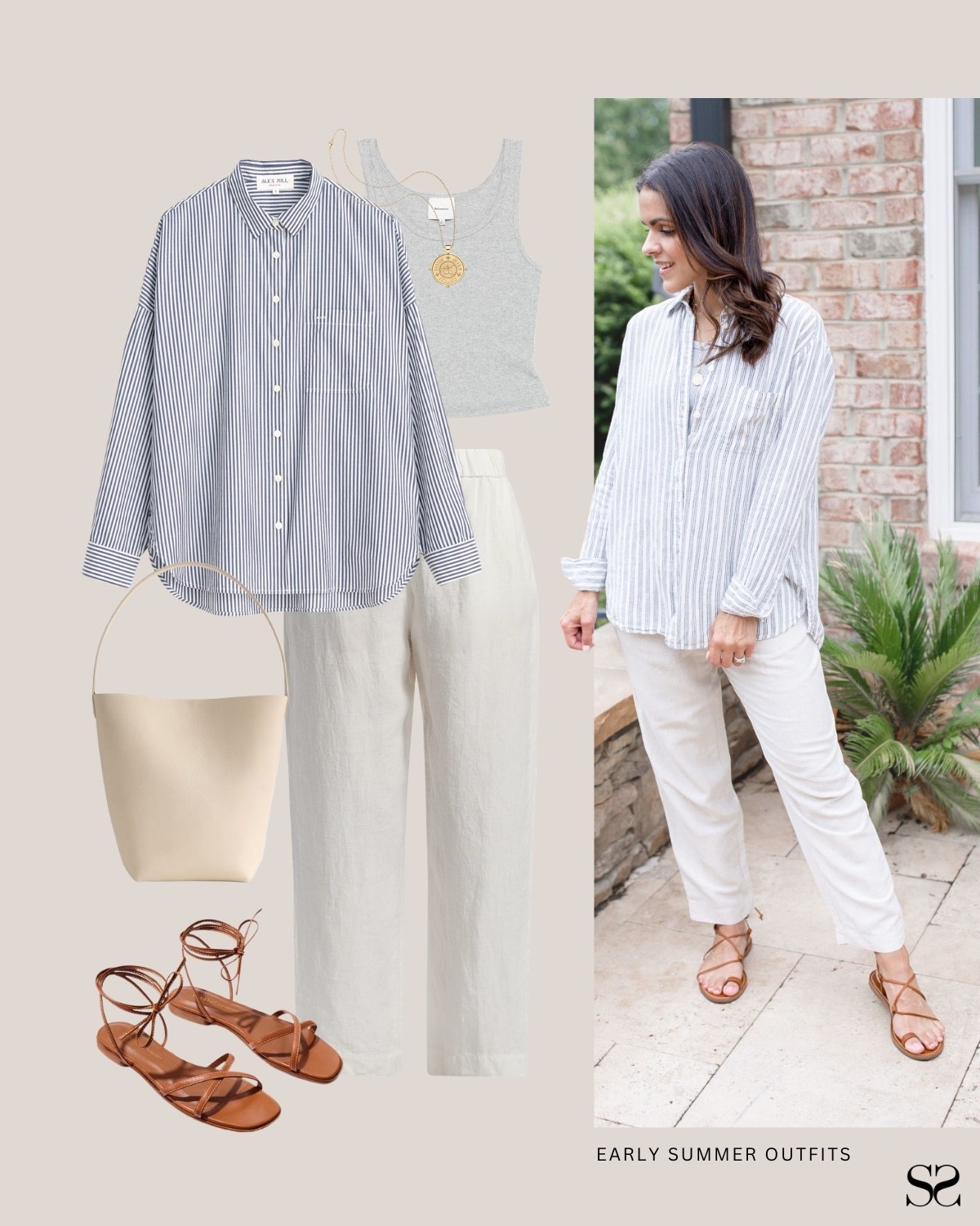 Early Summer outfit idea | Leave the striped button-down open instead of buttoning it up to keep the outfit feeling more relaxed.

#LTKootd #LTKgrwm #LTKSeasonal