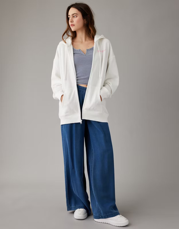 AE x Mean Girls Oversized Zip-Up Glen Coco Hoodie | American Eagle Outfitters (US & CA)