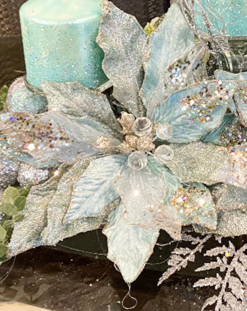 Blue Poinsettia, Ice Blue Poinsettia, Poinsettia Stem, Blue Poinsettia - Etsy | Etsy (US)