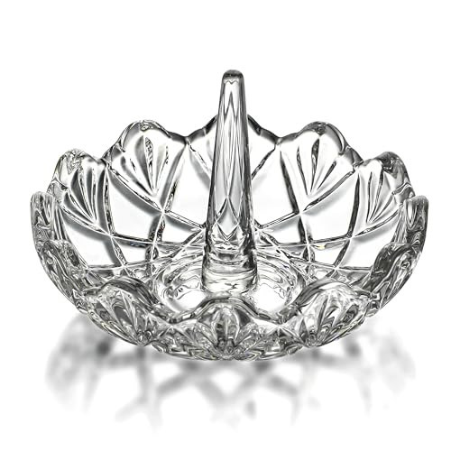 H&D HYALINE & DORA Clear Crystal Ring Holder, Glass Jewelry Dish, Display for Wedding, Wavy Shape Gift for Mom, Wife, Girl | Amazon (US)