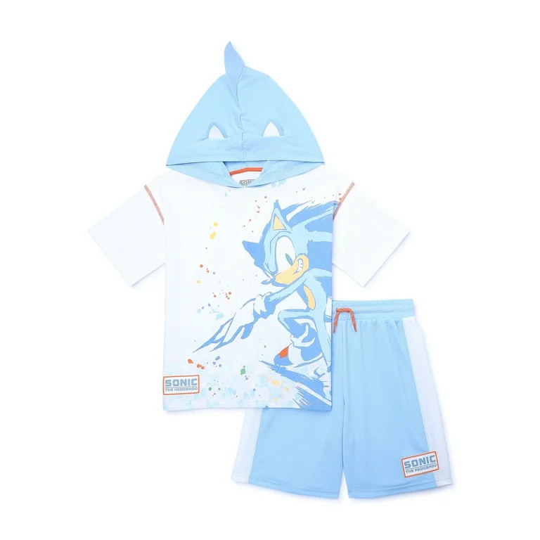 Sonic the Hedgehog Boys Hooded Cosplay Tee and Shorts, 2 Piece Outfit Set, Sizes 4-10 | Walmart (US)