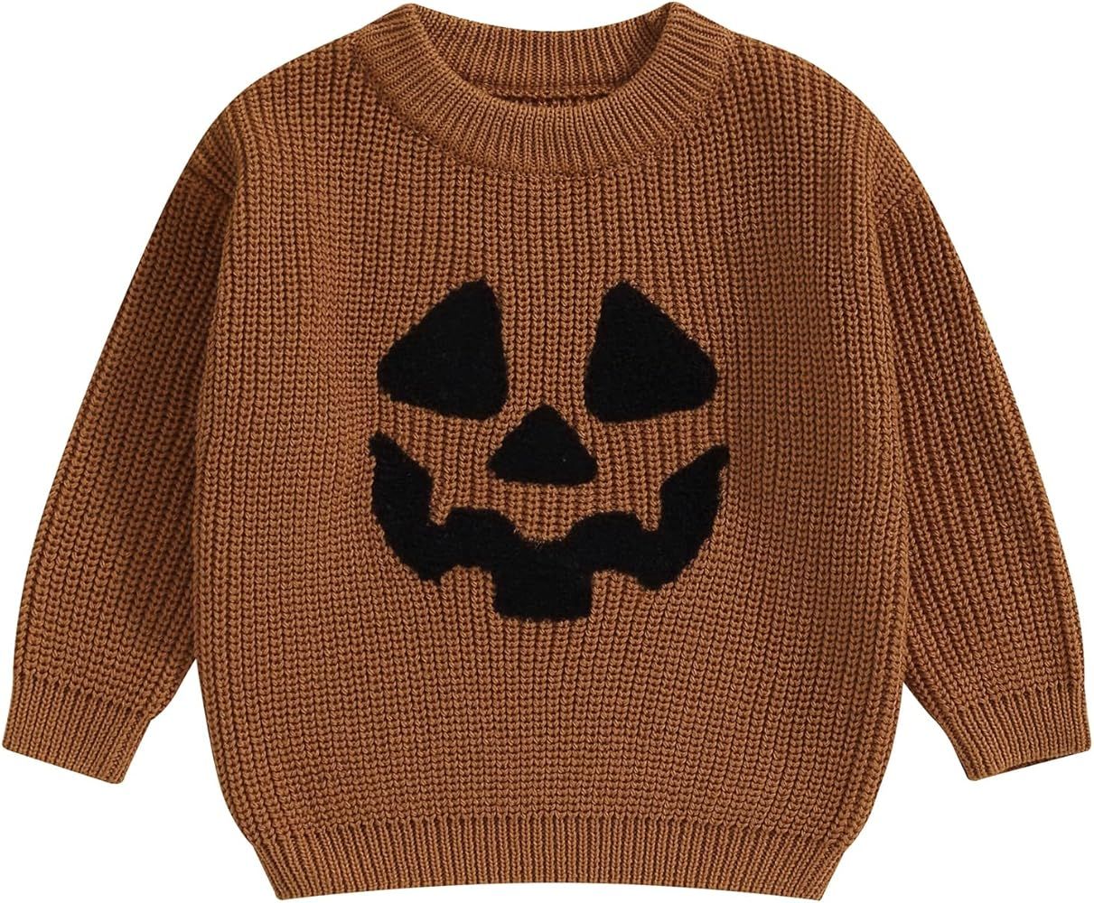 Halloween Outfits Toddler Baby Girl Boy Knit Sweater Boo Pumpkin Long Sleeve Pullover Sweatshirt ... | Amazon (US)