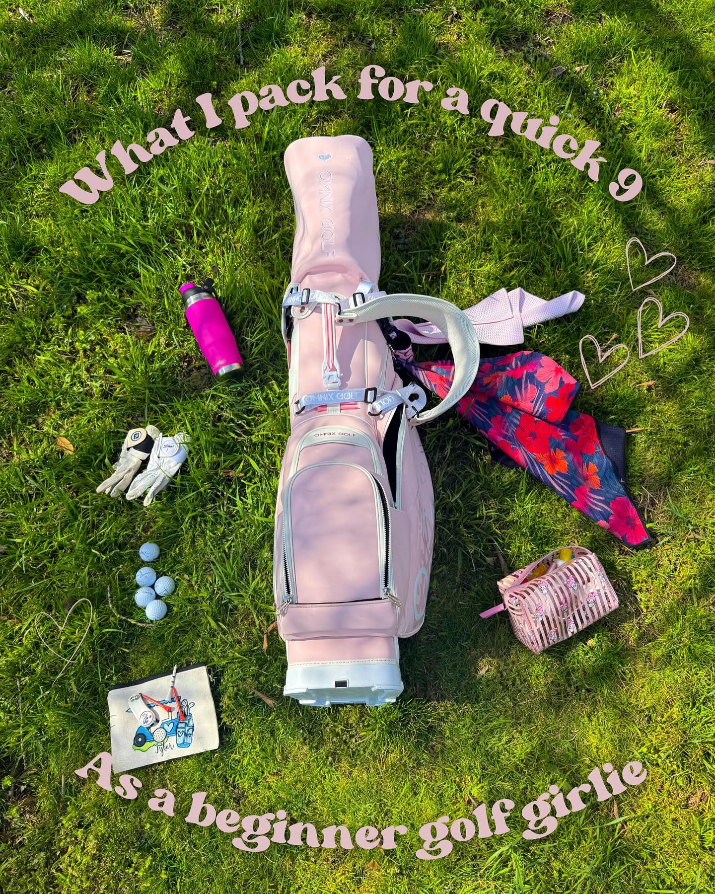 I’ve had a few of the girlies ask what I pack in my bag— and I think that’s just a great question. Everyone is different, and sometimes each round is different, but at the very least I bring these things with me for a quick 9 hole round. 

I don’t have my range finder in this bag (left it in my cart bag) but when that happens I use score apps to track my score and give me the yardage on the course. 

The other honorable mention here is SNACKS! Those vary on type each round, but I love a good snack, even for the short rounds 💗.

Finally, depending on where I play, bug spray is also a must to keep the gnats and mosquitoes away. 

Do you pack similar items? If not, what’s something I didn’t mention that you think is a necessity? 
.
.
.
#golfbag #whatsinmybag #golfbagessentials #quick9 #shortgolfround #beginnergolfgirlies #golfbeginner