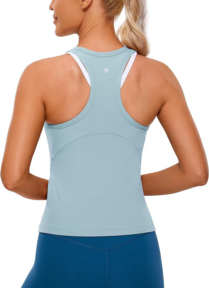 CRZ YOGA Butterluxe Womens Racerback Tank Top High Neck Workout Tops Athletic Sleeveless Top Cami... | Amazon (US)