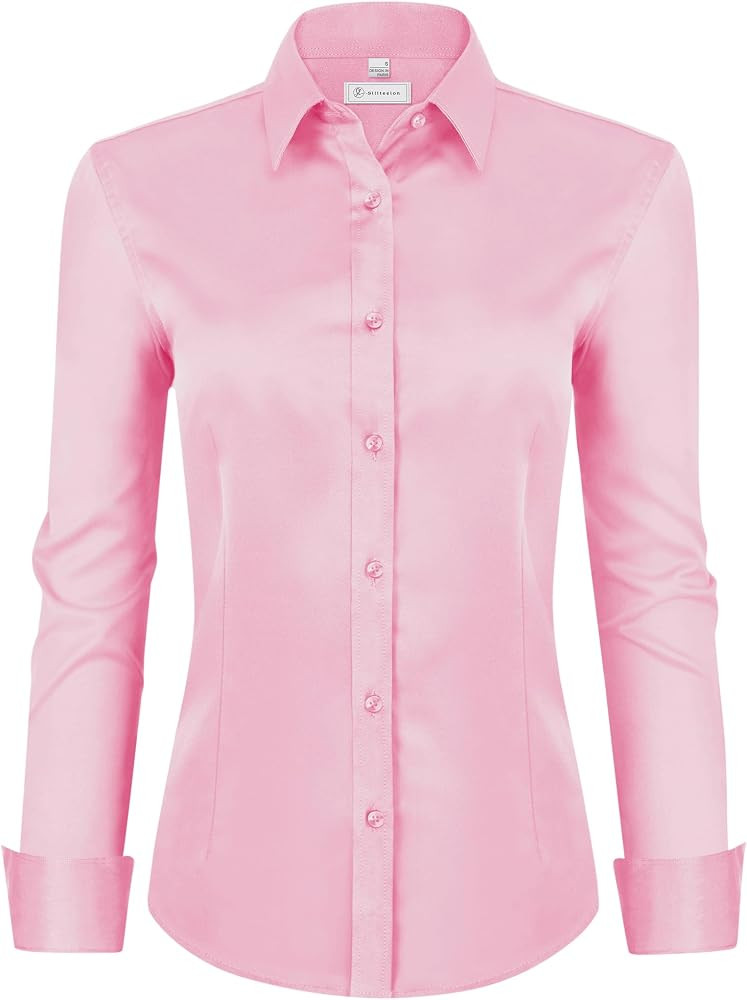 siliteelon Womens Classic-Fit Dress Shirts Long Sleeve Button Down Wrinkle-Free Stretch Solid Cas... | Amazon (US)
