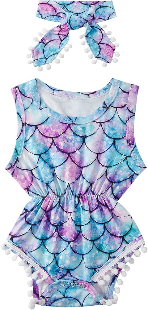 Ahegao 0-24 Months Baby Floral Romper Toddlers Outfits Infant Playsuits + Headband Jumpsuit | Amazon (US)