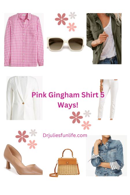 I think it’s a great idea 💡 to come up with 3-5 ways to wear a new item before you make a purchase. By doing that you’re more likely to feel lots of joy and get lots of wear out of the piece. This post shows you 5️⃣ ways to wear a pink gingham shirt (size up 🆙 1️⃣). Also comes in navy or green. The corresponding blog with lots more details is: https://drjuliesfunlife.com/a-pink-gingham-shirt-five-different-ways/ PLEASE 🙏 Follow me there and share me with your fashion-loving friends for lots of tips and tricks!
#ltkunder50 #ltkover50
#ltkover40
#ltkspringlooks
#ltkspringoutfits
#ltkitbag
#ltkshoecrush

#LTKover40 #LTKitbag #LTKsalealert