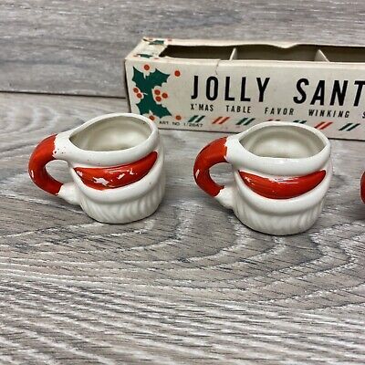 Vintage Winking Santa Mugs Japan Mini Face 1.75&#034; Christmas Miniature Jolly  | eBay | eBay US
