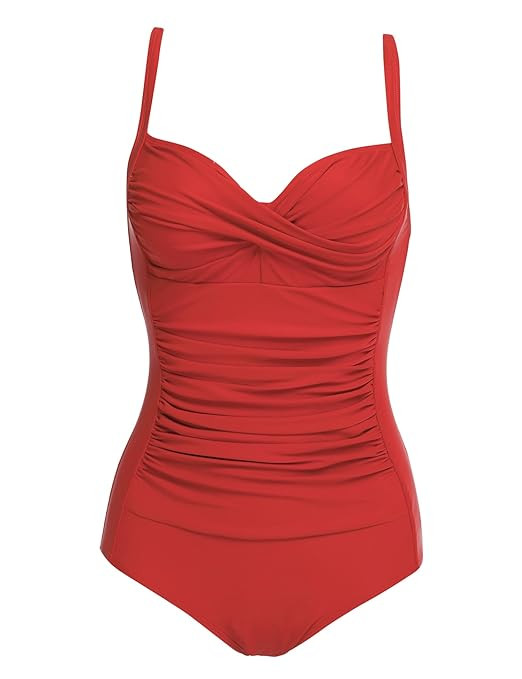 Ekouaer Womens One Piece Swimsuits Elegant Inspired Vintage Pin up Monokinis Tummy Control Swimwe... | Amazon (US)