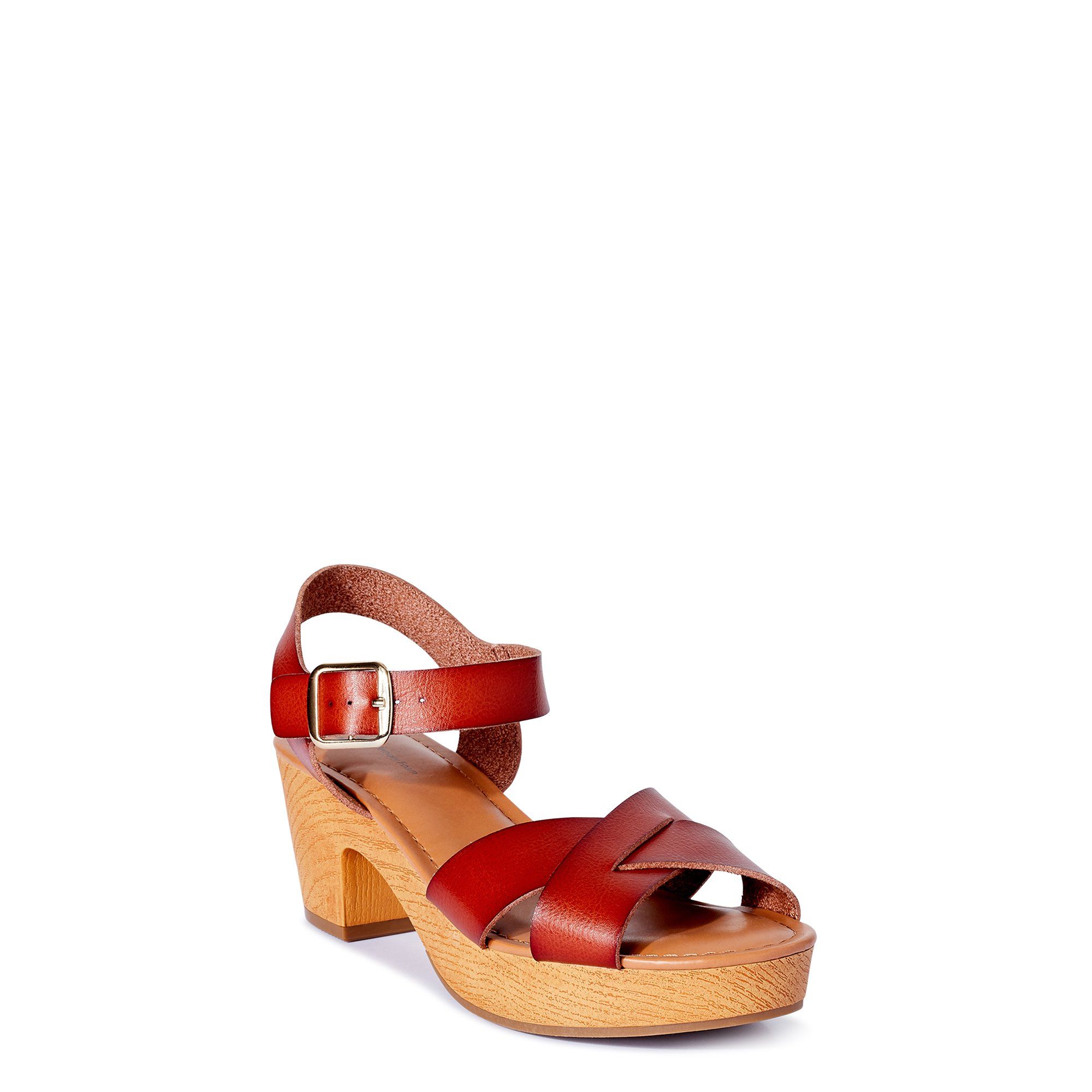 Time and Tru Women’s Wooden Heel Sandals | Walmart (US)