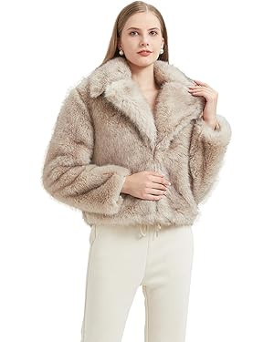 GRAN ORIENTE Women's 2025 Winter Furry Faux Fur Jackets,Cropped Fluffy Shaggy Warm Parka Coat Out... | Amazon (US)