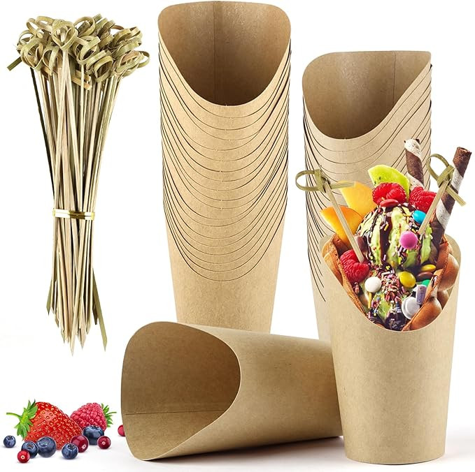 COIDEA 50 Pcs Charcuterie Cups with 100 Cocktail Picks, Disposable 12oz Kraft Paper Snack Cup, Ap... | Amazon (US)