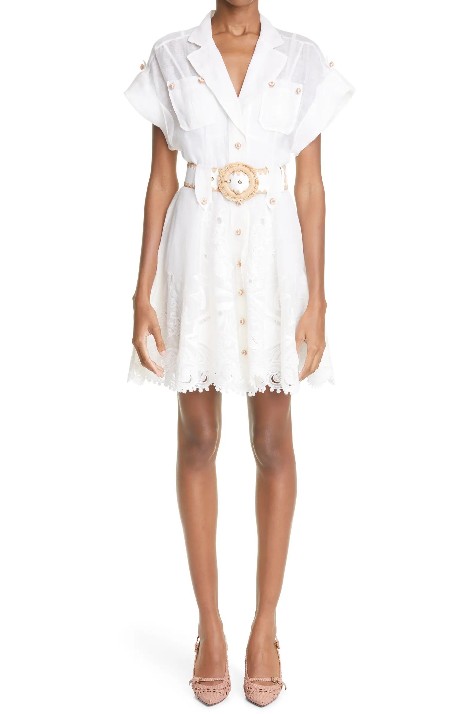 Zimmermann Postcard Belted Linen & Silk Minidress | Nordstrom | Nordstrom