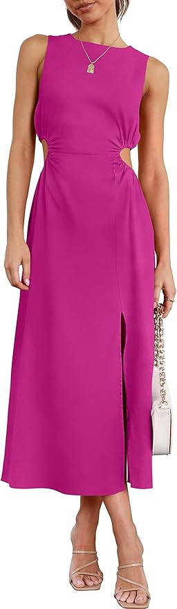 ANRABESS Women's Summer Sleeveless Cutout Maxi Dress Bodycon Slit Beach Wedding Guest Dresses | Amazon (US)