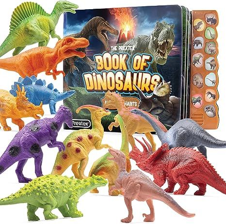 Prextex Realistic Looking Toddler Dinosaur Toy with Interactive Dinosaur Sound Book - Pack of 12 ... | Amazon (US)