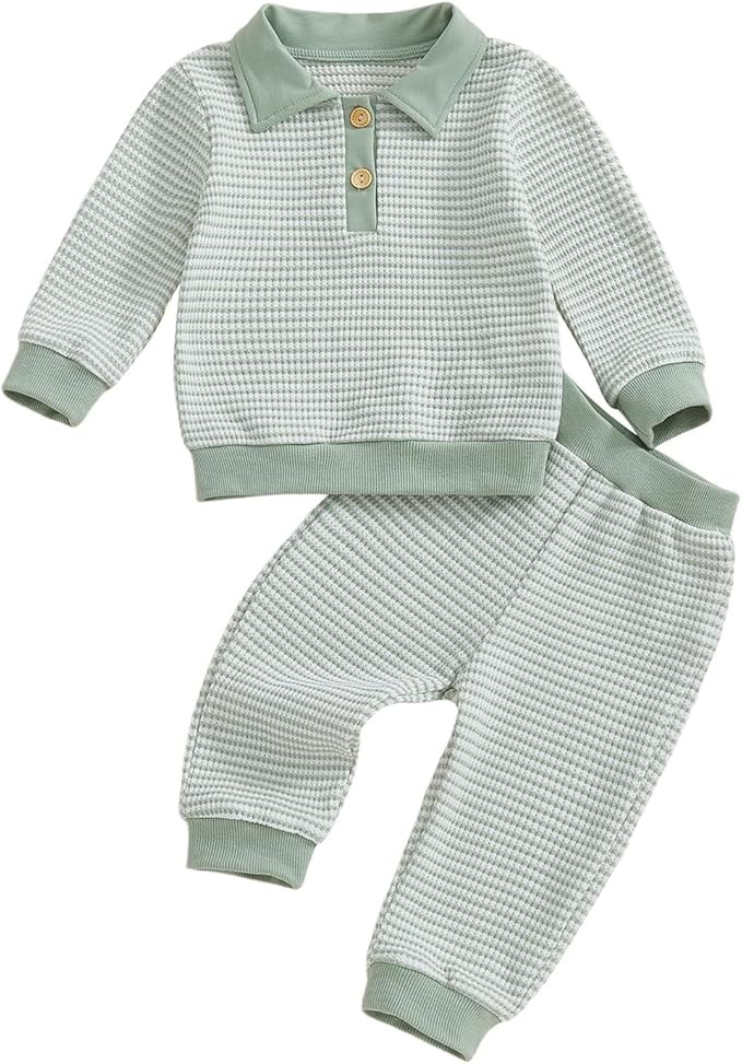 VISGOGO Baby Boy Clothes Toddler Fall Winter Outfit Sweater Toddler Boy Striped Clothes 6 12 18 M... | Amazon (US)