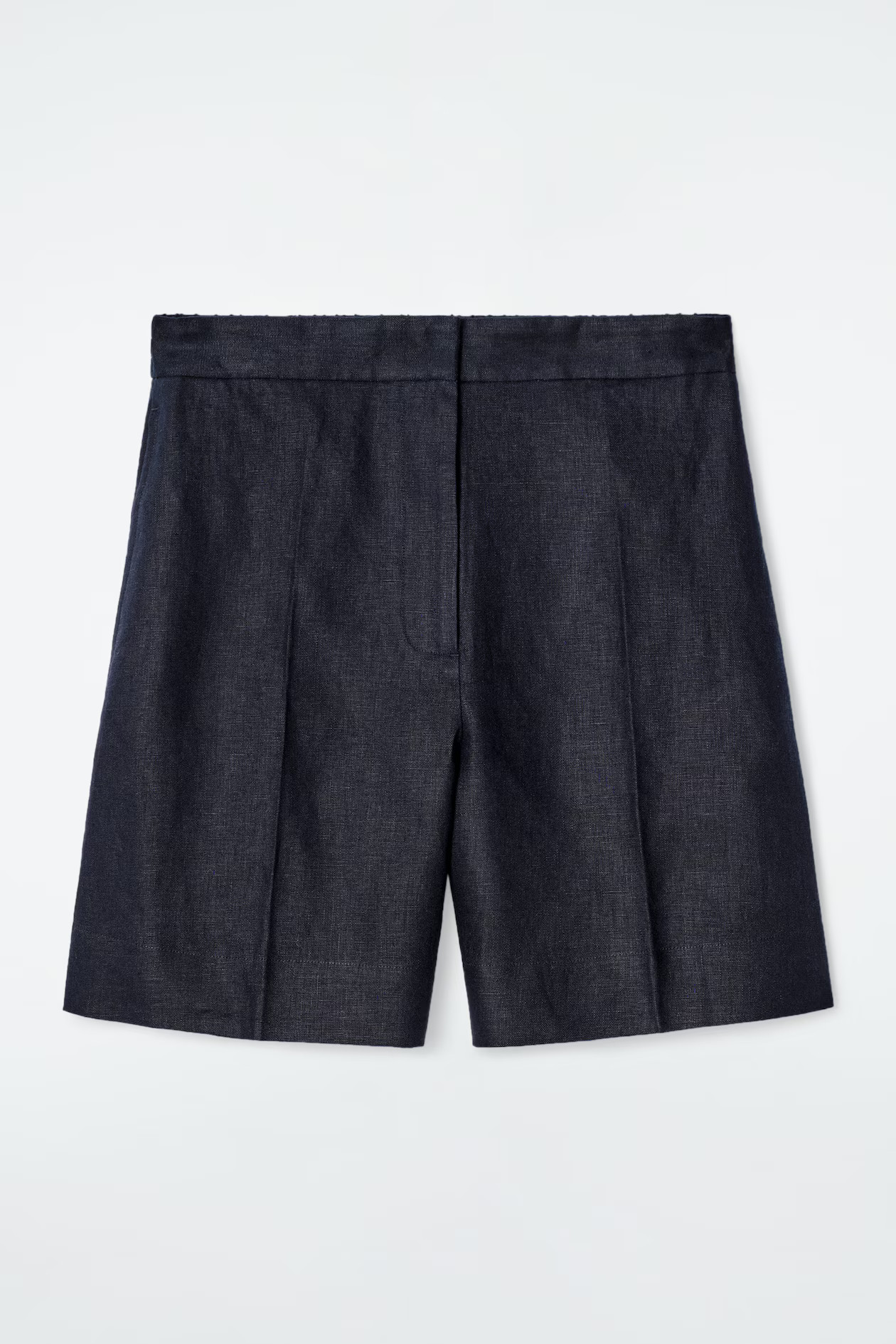 TAILORED ELASTICATED LINEN SHORTS - NAVY | COS UK