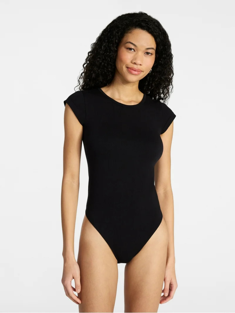 No Boundaries Seamless Short Sleeve Bodysuit, Women's XXS-XXL | Walmart (US)