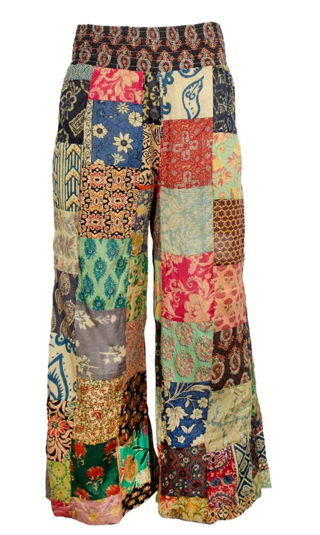 Patchwork Pants - Cotton Print Patchwork Flare Pants - Hippie Pants - Festival Frolic Ware - Comf... | Etsy (Global)
