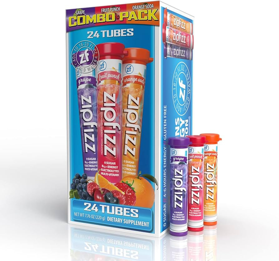 Zipfizz Energy Drink Mix, Electrolyte Hydration Powder with B12 and Multi Vitamin, Combo Pack (24... | Amazon (US)